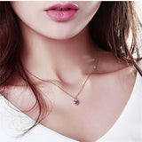 Ruby Gemstone Diamond Heart Crown Pendant Necklace Women Jewelry