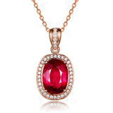 Ruby Gemstone Red Crystal Pendant Necklace Women Zircon 14k Rose Bijoux