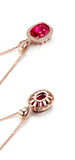 Ruby Gemstone Red Crystal Pendant Necklace Women Zircon 14k Rose Bijoux