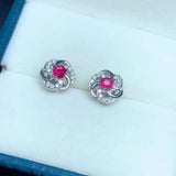 3mm Natural Ruby Stud Earrings 925 Sterling Silver Ruby Earrings