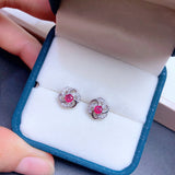 3mm Natural Ruby Stud Earrings 925 Sterling Silver Ruby Earrings
