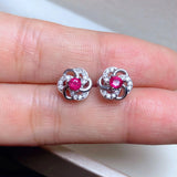 3mm Natural Ruby Stud Earrings 925 Sterling Silver Ruby Earrings