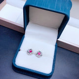 3mm Natural Ruby Stud Earrings 925 Sterling Silver Ruby Earrings