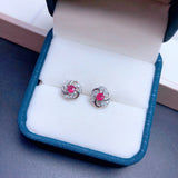 3mm Natural Ruby Stud Earrings 925 Sterling Silver Ruby Earrings