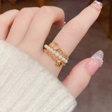 Pearl Multi-layer Opening Ring Delicate Adjustable Size