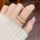 Pearl Multi-layer Opening Ring Delicate Adjustable Size