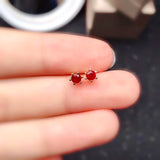 Natural Ruby Stud Earrings 925 Silver Ruby Earrings