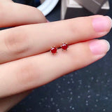 Natural Ruby Stud Earrings 925 Silver Ruby Earrings