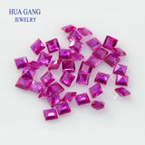 Red Corundum Square Cut Synthetic Gems for Jewelry