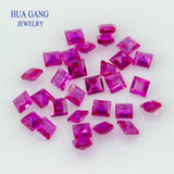 Red Corundum Square Cut Synthetic Gems for Jewelry