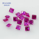 Red Corundum Square Cut Synthetic Gems for Jewelry