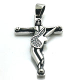 Cross Pendant Red Stone Unisex Stainless Steel 3.5 cm