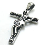 Cross Pendant Red Stone Unisex Stainless Steel 3.5 cm