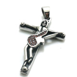 Cross Pendant Red Stone Unisex Stainless Steel 3.5 cm