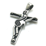 Cross Pendant Red Stone Unisex Stainless Steel 3.5 cm