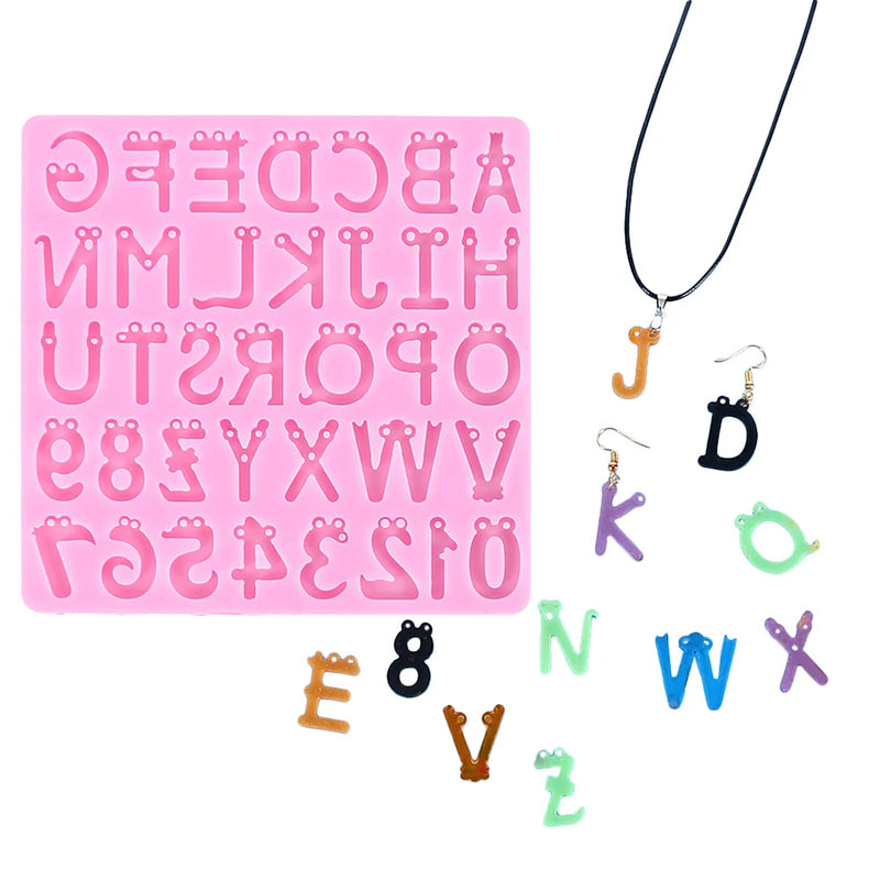 Alphabet Number Silicone Casting Resin Molds For DIY Epoxy Pendants