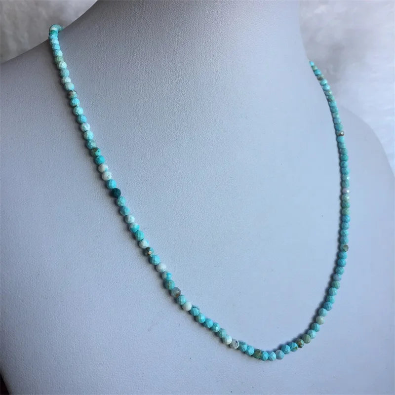 3mm Hubei Turquoise Necklace Vintage Classic Beaded Chain Strand