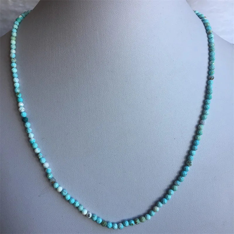 3mm Hubei Turquoise Necklace Vintage Classic Beaded Chain Strand