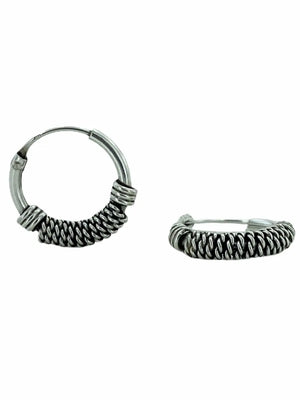 Small Oxidized 925 Silver Hoop Earrings