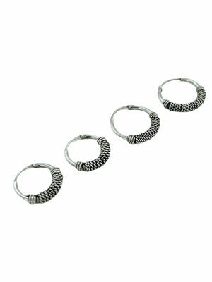 Small Oxidized 925 Silver Hoop Earrings
