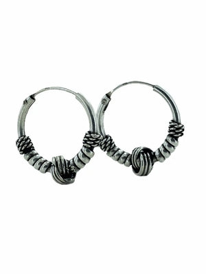 Small Oxidized Tangle 925 Silver Hoop Earrings