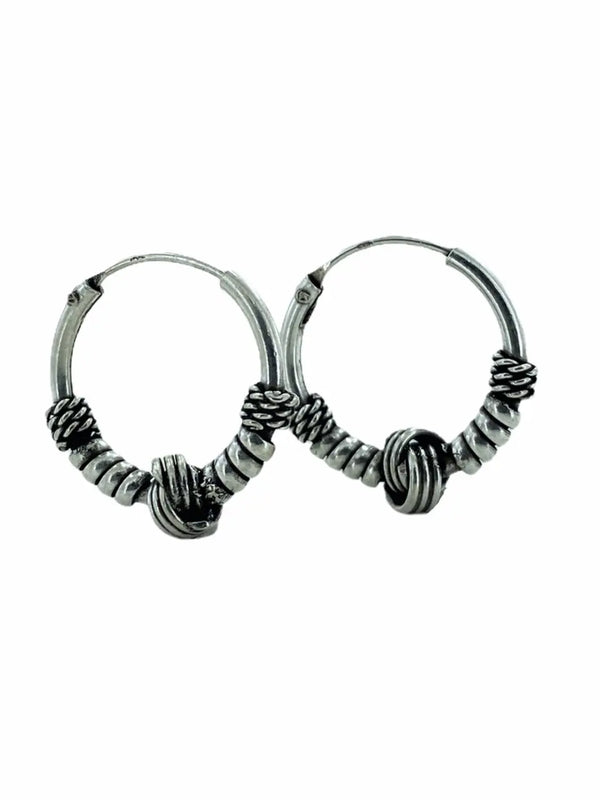 Small Oxidized Tangle 925 Silver Hoop Earrings