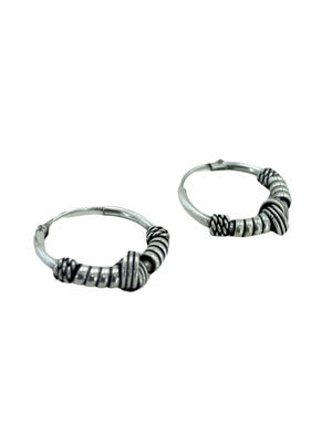 Small Oxidized Tangle 925 Silver Hoop Earrings