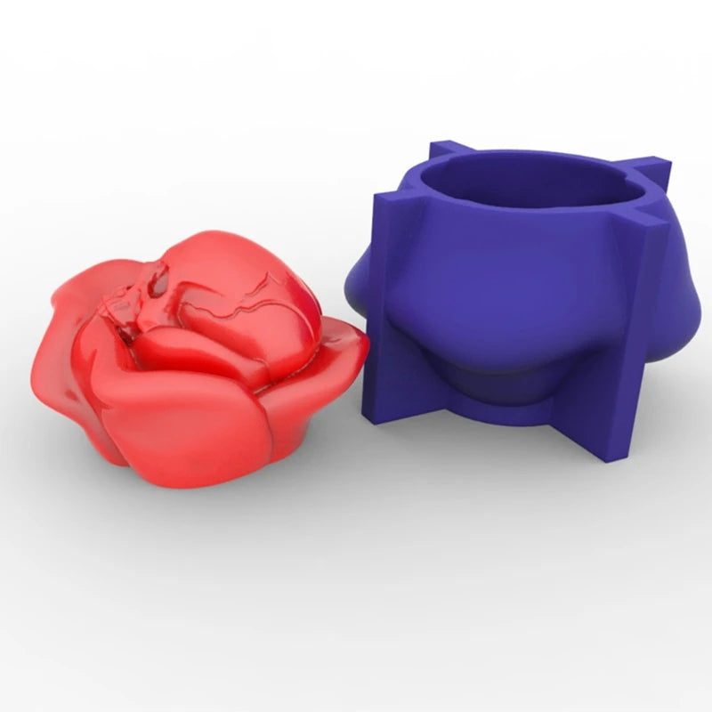 Rose Flower Skull Silicone Mold for DIY Decoration Soap Candle Resin Clay