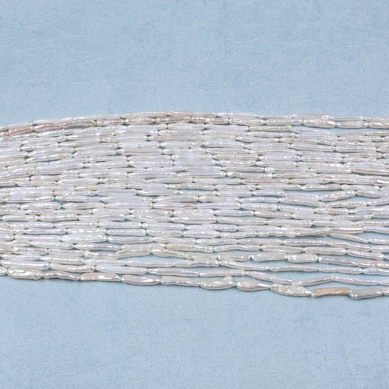 Biwa Pearl Strand Straight Drilled Toothpick Shape Small Size