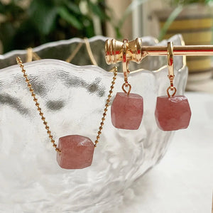 Crystal Stone Necklace for Women Nuggets Rock Quartz Citrines Pink Purple Choker