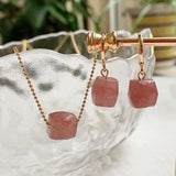 Crystal Stone Necklace for Women Nuggets Rock Quartz Citrines Pink Purple Choker