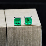 Green Cz Stone Stud Earrings Silver 925 Vintage Party Fine Jewelry