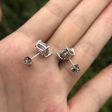 Green Cz Stone Stud Earrings Silver 925 Vintage Party Fine Jewelry