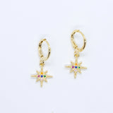Colorful Crystal Star Earrings Silver Plated Women's Novelty