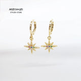 Colorful Crystal Star Earrings Silver Plated Women's Novelty