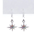 Colorful Crystal Star Earrings Silver Plated Women's Novelty