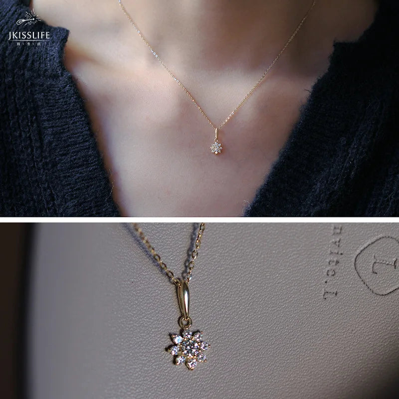 Small Sun S925 Sterling Silver Necklace with Floral Pendant