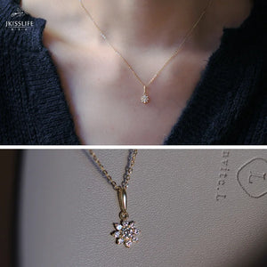 Small Sun S925 Sterling Silver Necklace with Floral Pendant