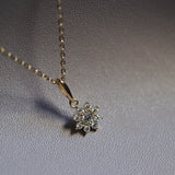 Floral Japanese Flower Pendant Necklace 14K Plated