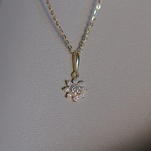 Floral Japanese Flower Pendant Necklace 14K Plated