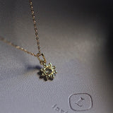 Floral Japanese Flower Pendant Necklace 14K Plated
