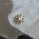 Small Sun S925 Sterling Silver Plated 14K Necklace Pendant