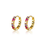 Colorful Zircon Hoop Earrings 925 Silver Women Earring Gift
