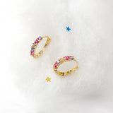 Colorful Zircon Hoop Earrings 925 Silver Women Earring Gift