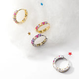 Colorful Zircon Hoop Earrings 925 Silver Women Earring Gift
