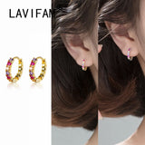 Colorful Zircon Hoop Earrings 925 Silver Women Earring Gift