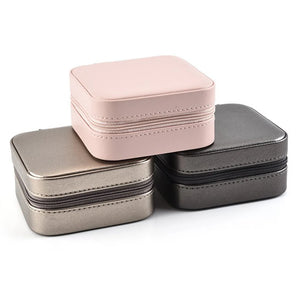 Compact Travel Jewelry Organizer Box with Zipper - Rings Earrings Necklace
