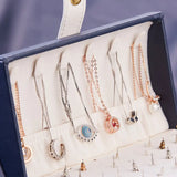 Small Travel Jewelry Box with Mirror Mini Portable Leather Jewelry Storage Box