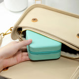 Travel Jewelry Storage Box PU Leather Earrings Ring Necklace Case