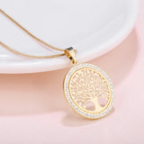 Tree of Life Rhinestone Pendant Necklace for Women